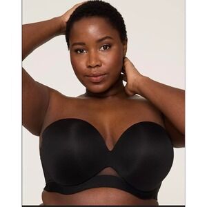 Cacique Multi-Way Strapless Bra Black Underwire Convertible 42DDD